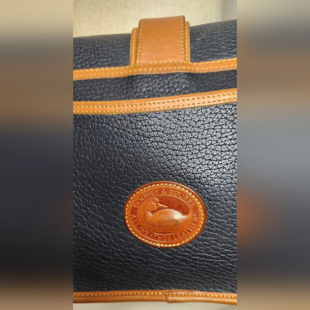 Dooney & Bourke vintage equestrian all weather leather crossbody bag, navy